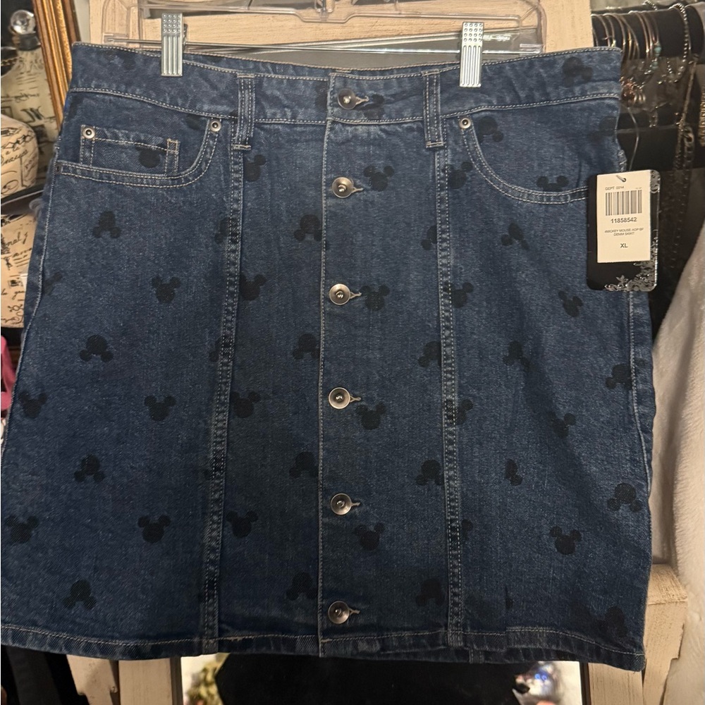 Disney Blue Denim Skirt with Mickey Pattern